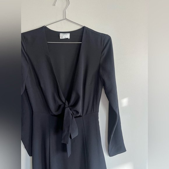 Aritzia Wilfred Aubagne Black Midi Dress Adjustable  Wrap - Picture 5 of 12
